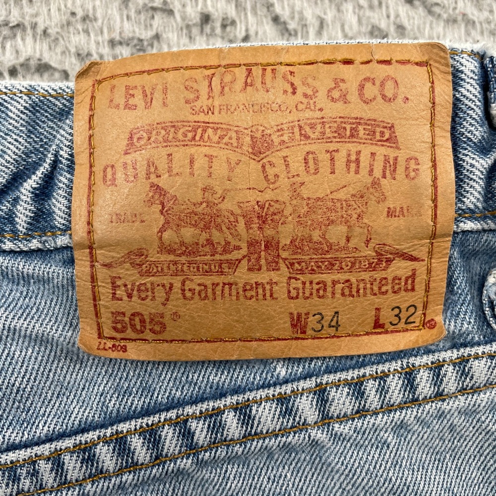 Levi's 90s Jeans Mens 34x32 Blue 505 Regular Fit Straight Leg Denim 100% Cotton - Picture 5 of 10